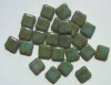 25 9mm Flat Square Opaque Blue with Green Orange Marble